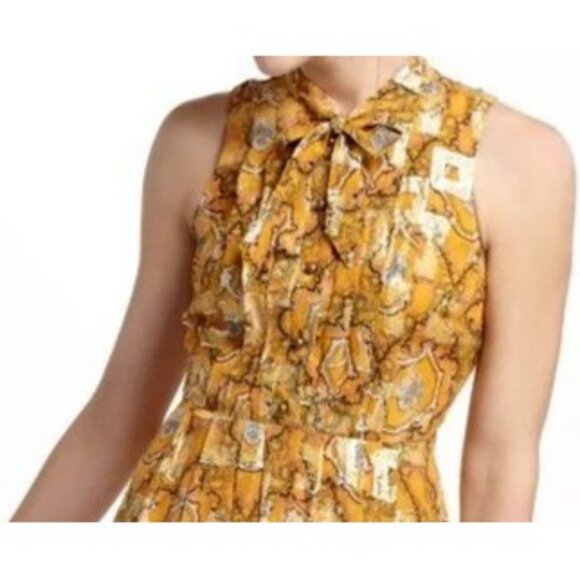 Anthropologie HD in Paris Womens 4 Goldspun Paisley Silk Blend Dress - Picture 2 of 16